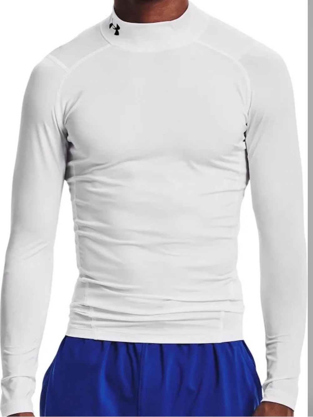Under Armour Men’s Compression Heatgear Mock Neck Long Sleeve Shirt White Large